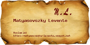 Matyasovszky Levente névjegykártya